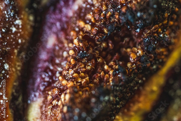 Fototapeta Background with the texture of baked figs, close-up. Macro photography. High quality photo