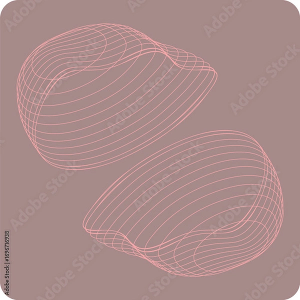 Fototapeta Abstract Geometric Forms in a Pink Wireframe Style