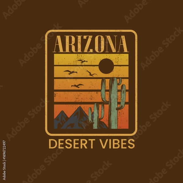 Fototapeta Arizona desert Vibes Nature cactus Mountain vector graphic