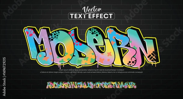 Fototapeta Modern logo graffiti font text effect, spray and street text style	
