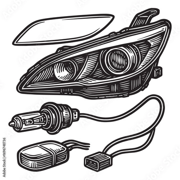 Obraz Car Headlight Assembly Vector