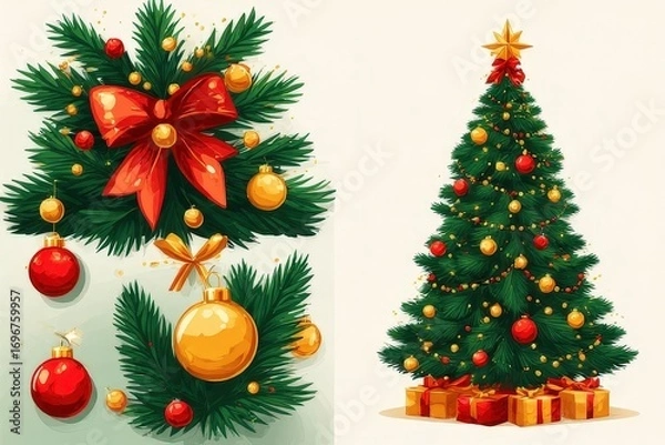 Fototapeta Christmas and New Year Isolated Object Illustration Pack