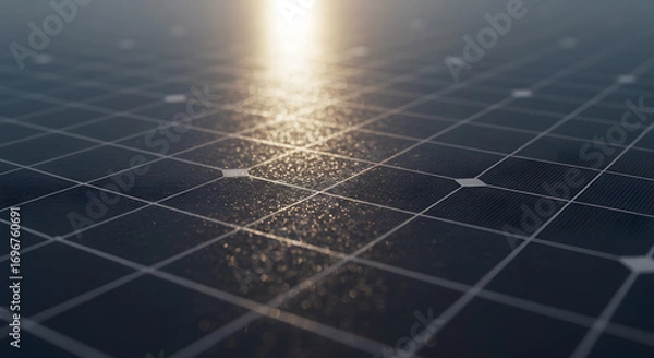 Obraz Solar Reflections at Sunrise over a Modern PV Array