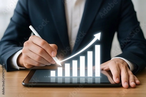 Fototapeta Economic and financial growth analysis, Business trend, Analysis of economic, Including business investment strategies,Stock market report,Planning for long term value investing and asset management
