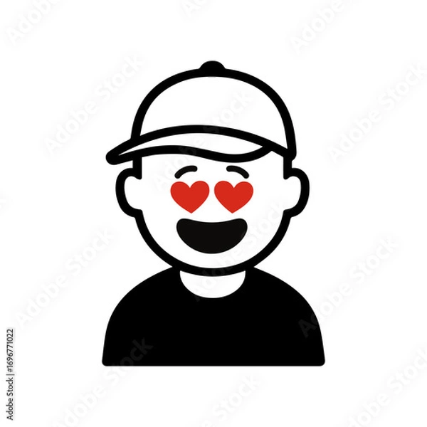 Fototapeta character emotion man in cap love vector on white background
Vector icon character with emotion