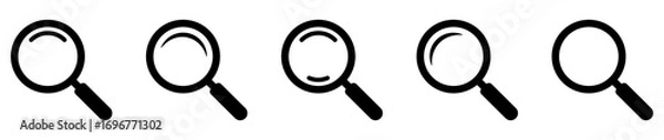 Fototapeta Magnifying glass icons set, magnifier symbols. Loupe icons set.
