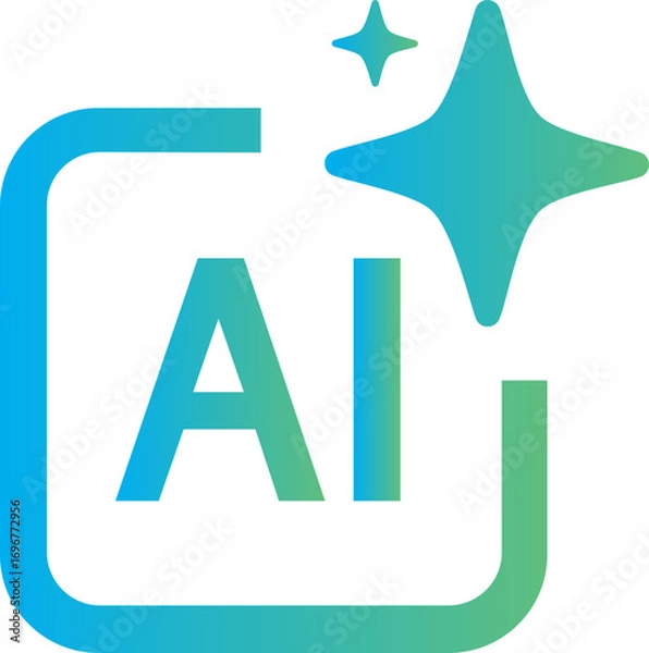 Fototapeta AI generate icon. AI sparkle star with square icon , Generative Ai logo. Artificial intelligence icon symbol. Vector illustration !