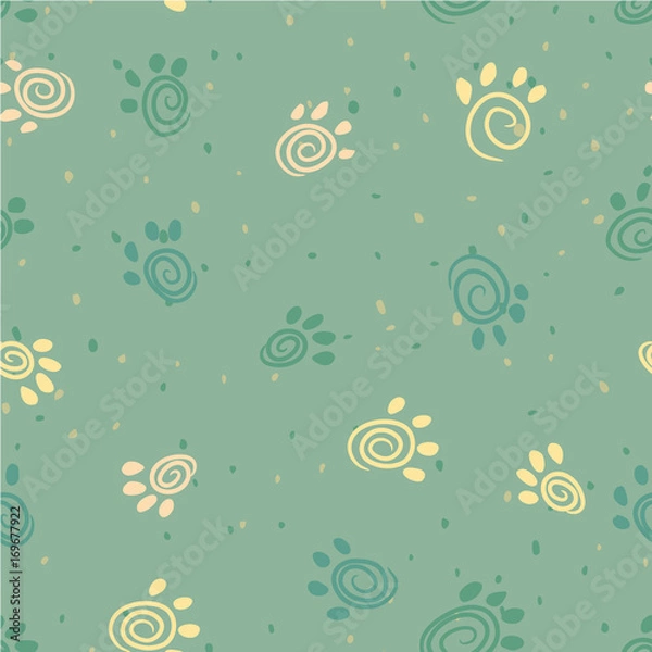 Obraz Canine traces pattern seamless. Dog, puppy wrapping, new year 2018