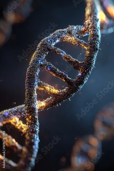 Obraz Detailed DNA strand illustration with vibrant colors and intricate details.