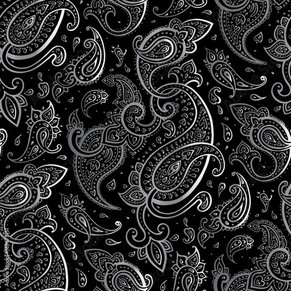 Obraz Paisley Beautiful silver seamless background.