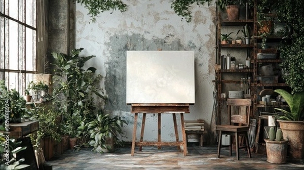 Fototapeta Empty easel studio mockup