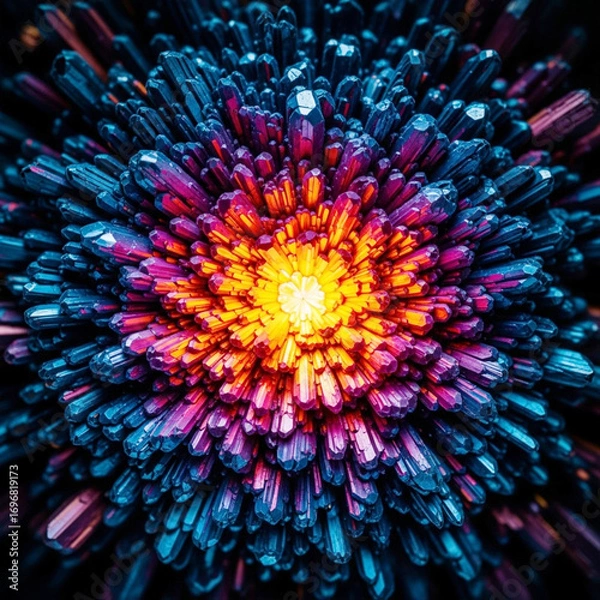 Fototapeta Vibrant abstract explosion of light and color emanating from a central core