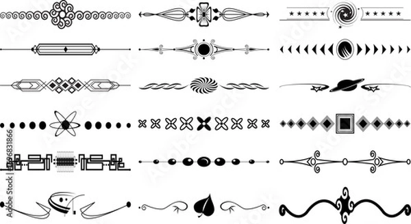 Fototapeta Decorative text Dividers Eps, Vector Images Black and White 