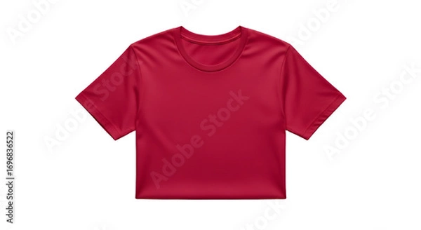 Fototapeta Red Crop Top TShirt Mockup Isolated on White Background for Fashion Design and Apparel