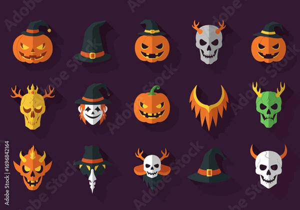Fototapeta Essential Halloween Icons Set for Spooky Celebrations.