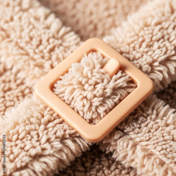 Fototapeta Close up of a textured fabric with a decorative square buckle in soft pastel colors