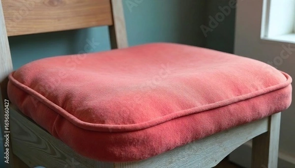 Fototapeta Soft, plush cushion seat in a variety of colors and textures, perfect for adding comfort and style to any room Ideal for chairs, benches, or window seats , pastel, office, comfort