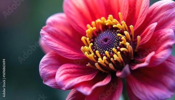 Fototapeta Microscopic Close-up of Vibrant Flower Unveiling Intricate Textures and Patterns ? Perfect for Scientific, Botanical, and Artistic Projects