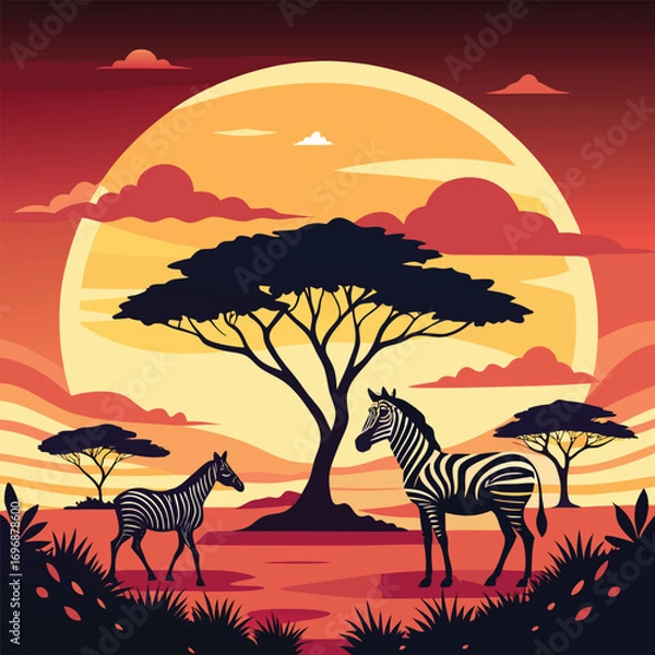 Fototapeta Beautiful shallow focus shot of a zebra in the wild