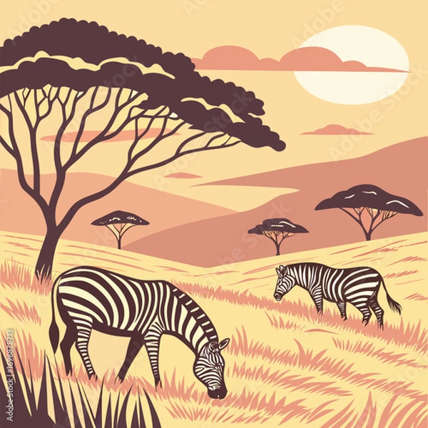 Fototapeta Beautiful shallow focus shot of a zebra in the wild