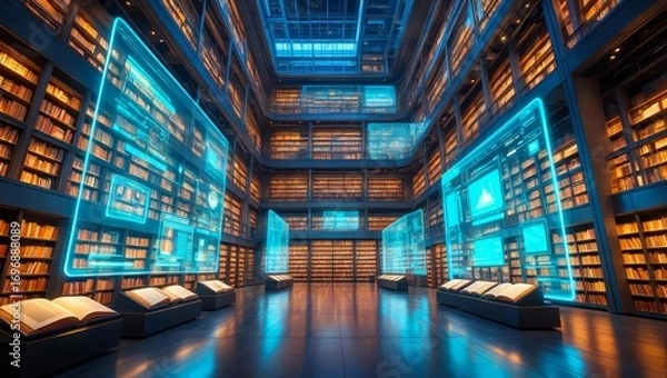 Fototapeta The Virtual Library, Digital Archiving and Preservation.