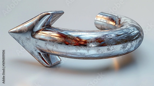 Obraz Rusty metal arrow with weathered texture. Industrial design element on neutral background. Ideal for concept art and vintage themes.