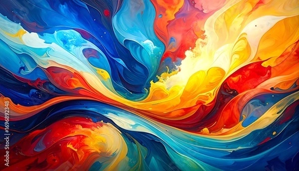 Fototapeta Abstract painting of vibrant color swirls