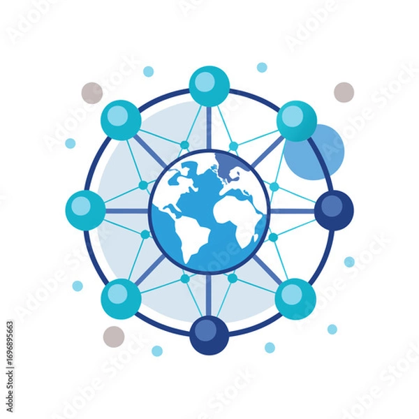 Fototapeta Global network connections illustrating worldwide communication and technology