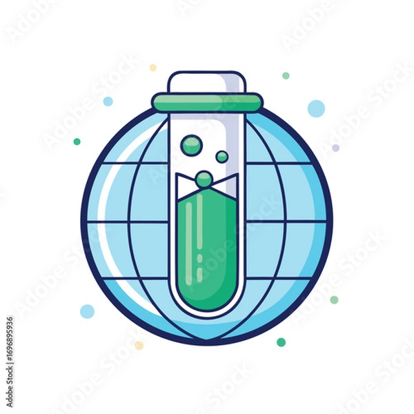 Fototapeta Abstract illustration of a luminous green potion in a circular vial