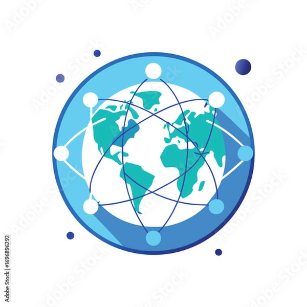 Fototapeta Global network connections and digital connectivity icon