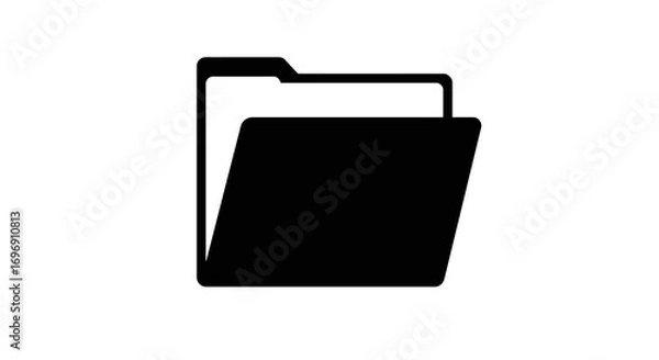 Fototapeta Minimalist silhouette of an open folder icon on white background