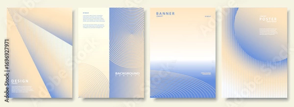 Obraz Abstract gradient poster background collection. Minimalist style cover template with vibrant perspective 3d geometric prism shapes. Ideal design for social media, cover, banner, flyer set.