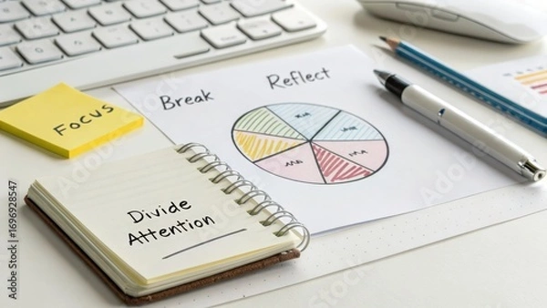 Obraz Focus on Productivity Techniques with Notepad and Colorful Charts