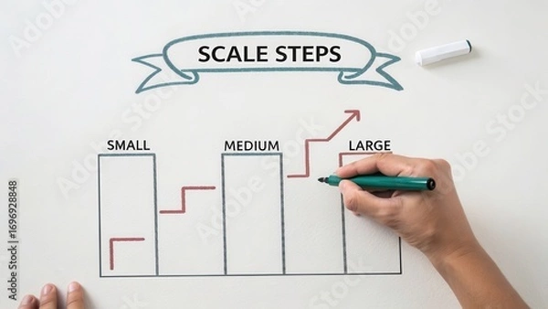 Obraz Scale Steps Illustrated for Business Growth and Development Planning