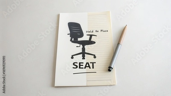 Obraz Seat Placeholder Notepad with Office Chair Graphic and Pen