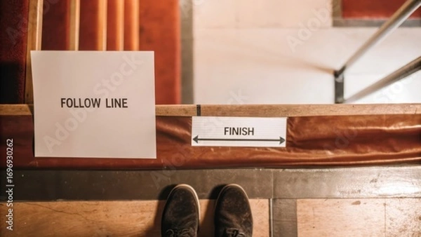 Obraz Signs Indicating Pathway to Finish Line for Event Participants