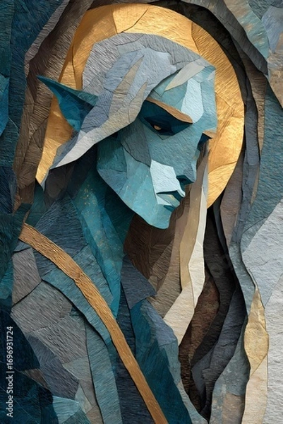 Fototapeta High-fantasy close-up of dark elf, dramatic moody tones and partial view emphasize elegance and danger.