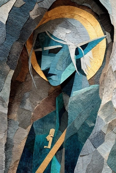 Fototapeta High-fantasy close-up of dark elf, dramatic moody tones and partial view emphasize elegance and danger.
