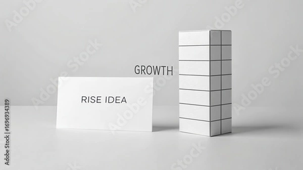 Fototapeta Growth Concept with Minimalist Design and Stacked Blocks Display