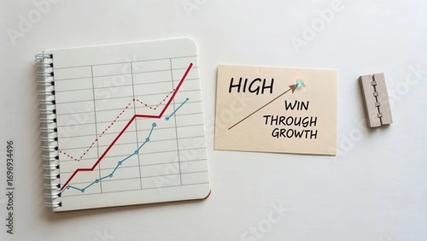 Fototapeta Growth Metrics and Success Strategies on Notebook with Chart