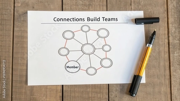 Fototapeta Visual Representation of Team Building Concepts with Connection Diagram