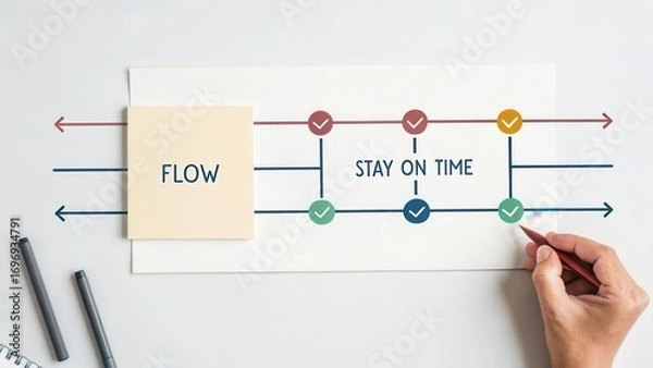 Fototapeta Visual Representation of Time Management and Workflow Planning