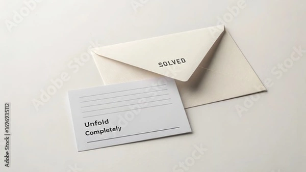 Fototapeta White Envelope with Solved Text and Unfold Completely Card