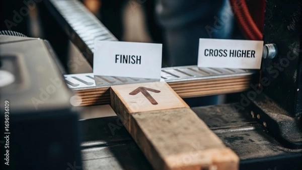 Fototapeta Woodworking Guide to Finish and Cross Higher with Tools in Action