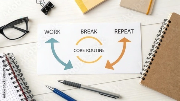 Fototapeta Work Break Repeat Cycle for Productivity and Daily Routine Management