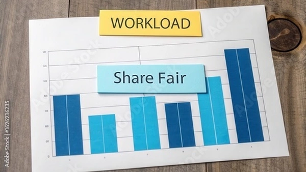 Fototapeta Workload Analysis and Share Fair Concept with Bar Graph Visuals