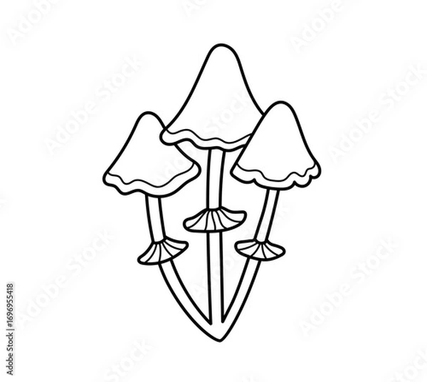 Fototapeta Toxic and poisonous mushrooms. Witchcraft cartoon element. Simple icon. Outline contour vector isolated illustration.