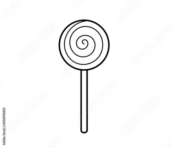 Fototapeta Lollipop on stick. Sweet candy. Simple icon. Outline contour vector isolated illustration.
