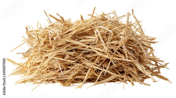 Obraz A pile of light brown straw isolated on black background