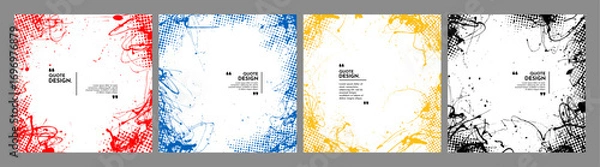 Fototapeta Vector illustration. Hand drawn abstract background set. Liquid paint splashes and halftone dots. Design elements for web banner, social media template, blog post. Ink splatter. Modern art graphic